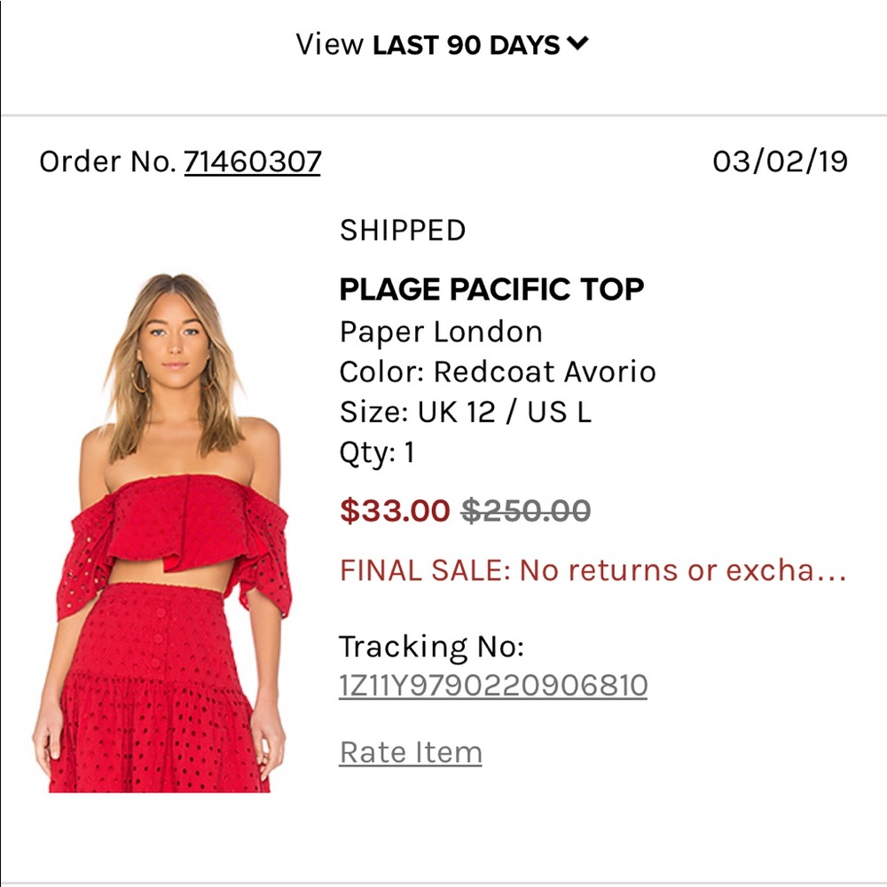 Paper London Plage Pacific Top In Red